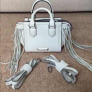 Kendall Kylie mini white bag / purse with fringe